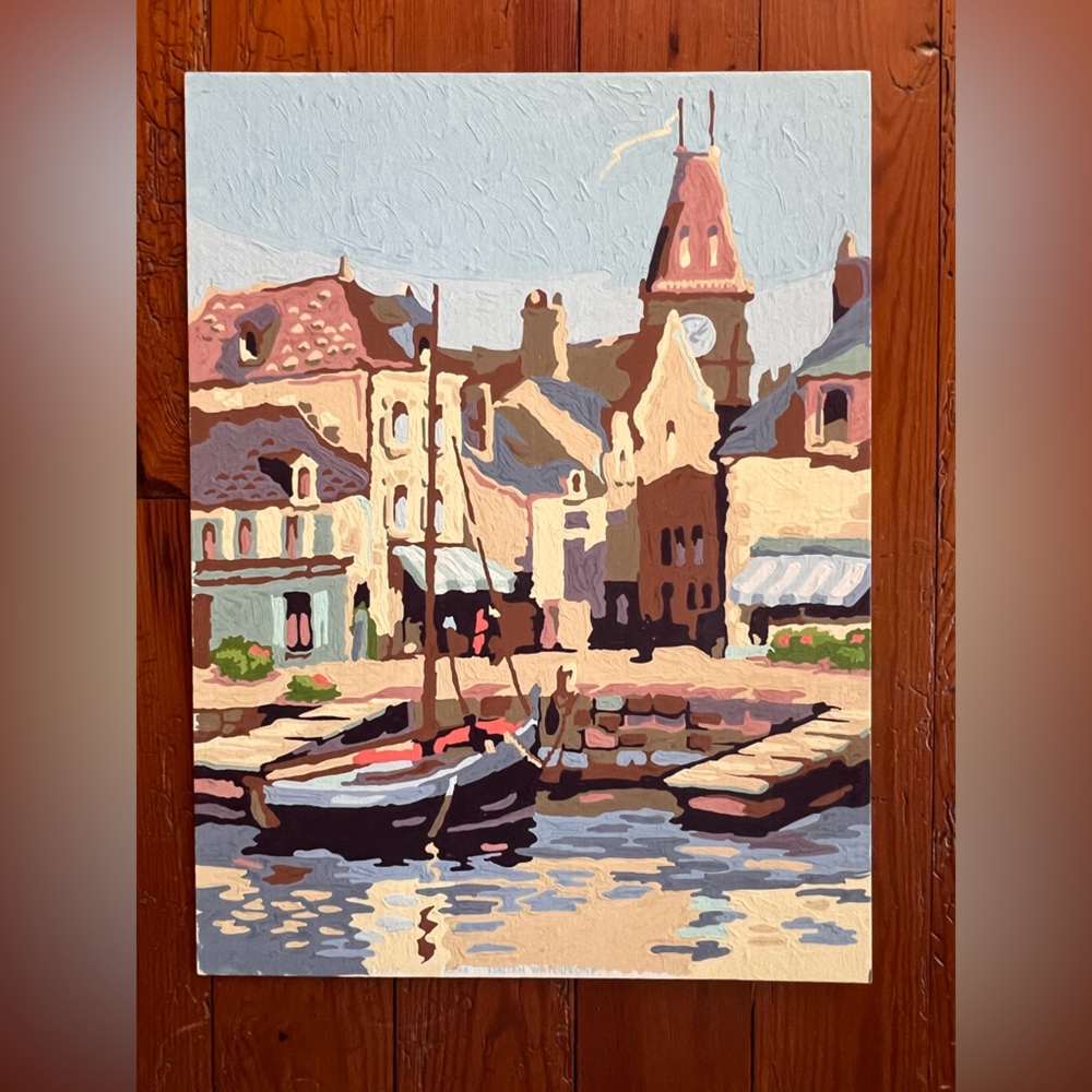 MCM Vintage Paint by Numbers Italian Waterfront - Landscape - 12 X 16